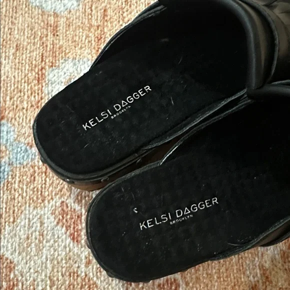 Kelsi Dagger Brooklyn Hibby studded wood bottom clog leather fringe top size 9.5 - Picture 6 of 7